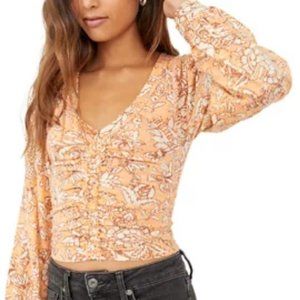 Free People Yellow Floral Top